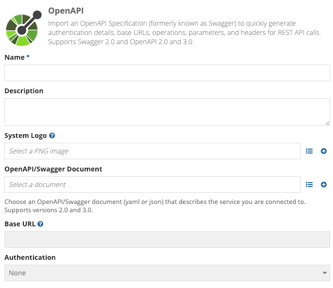 screemshot of an OpenAPI connected system object