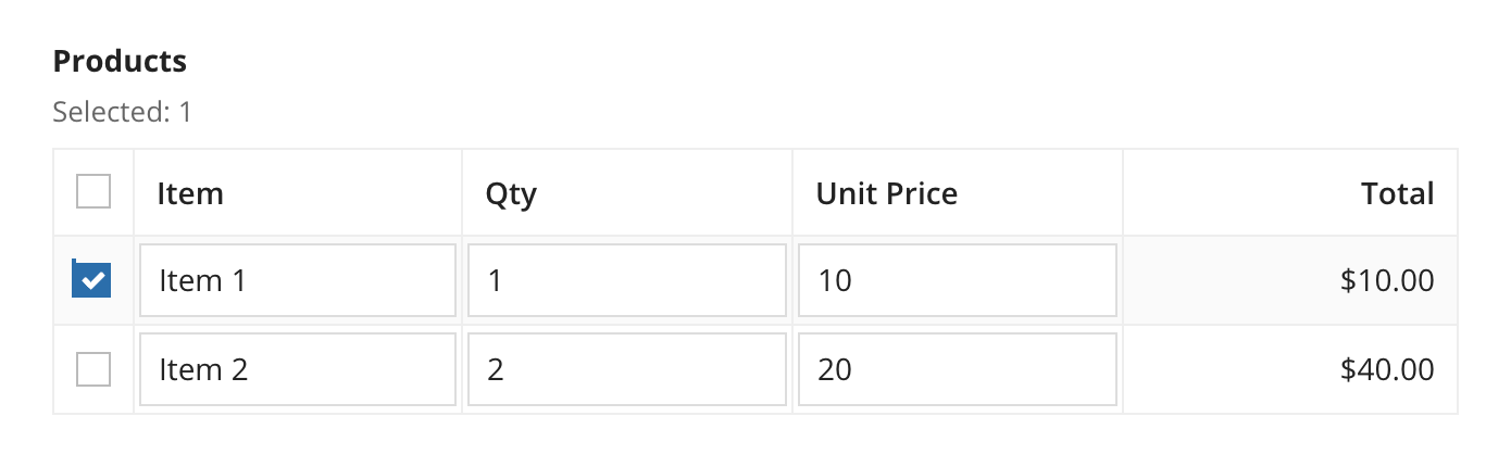 gridLayout with selection