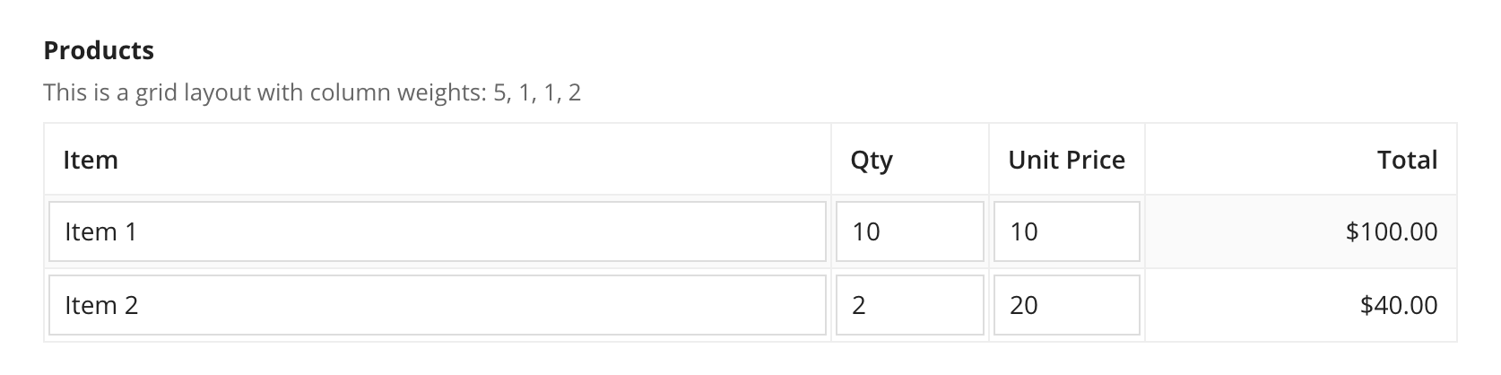 gridLayout with weighted columns