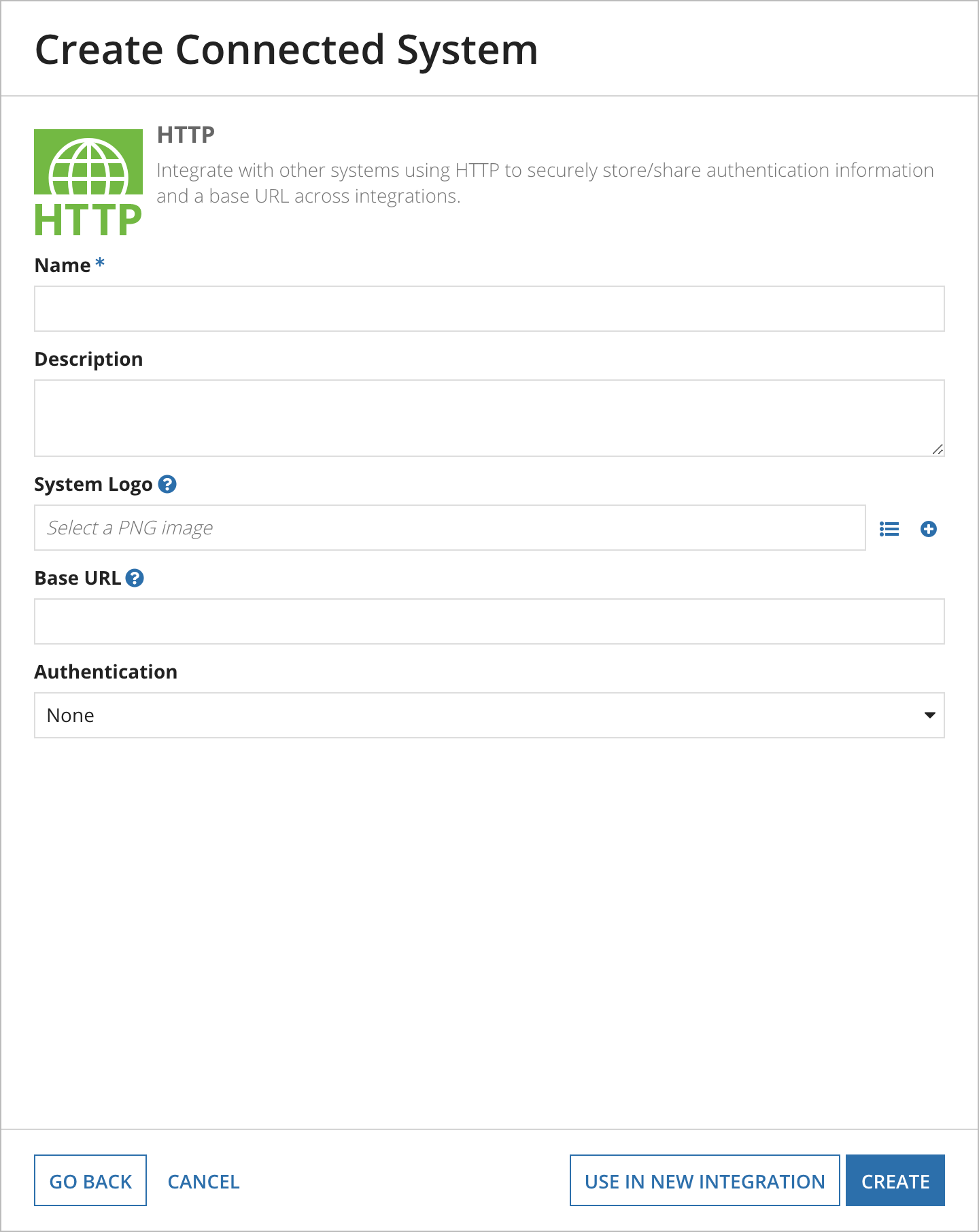 screenshot of an HTTP connected system object