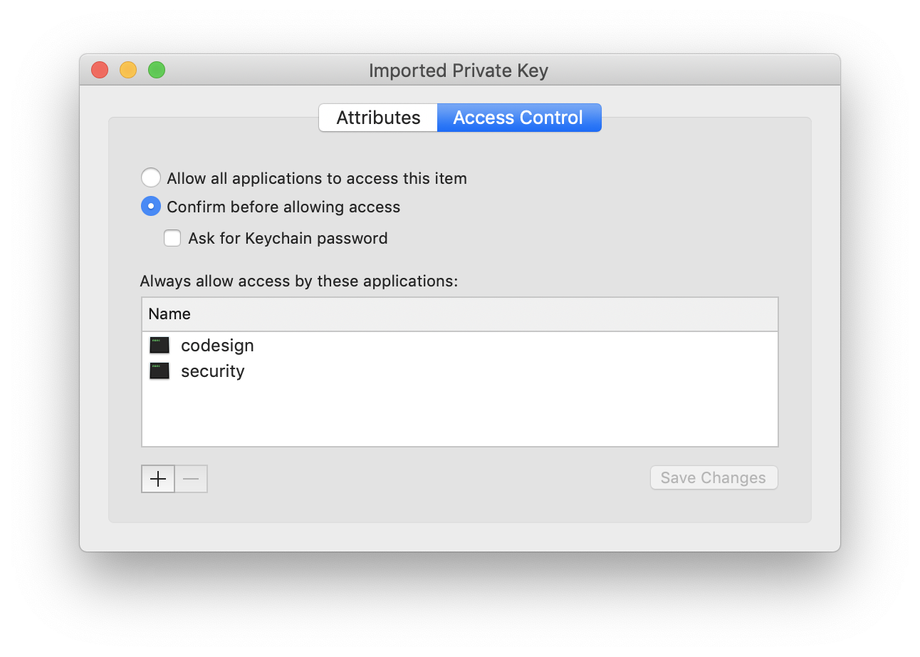 Keychain Access Control's allowed applications