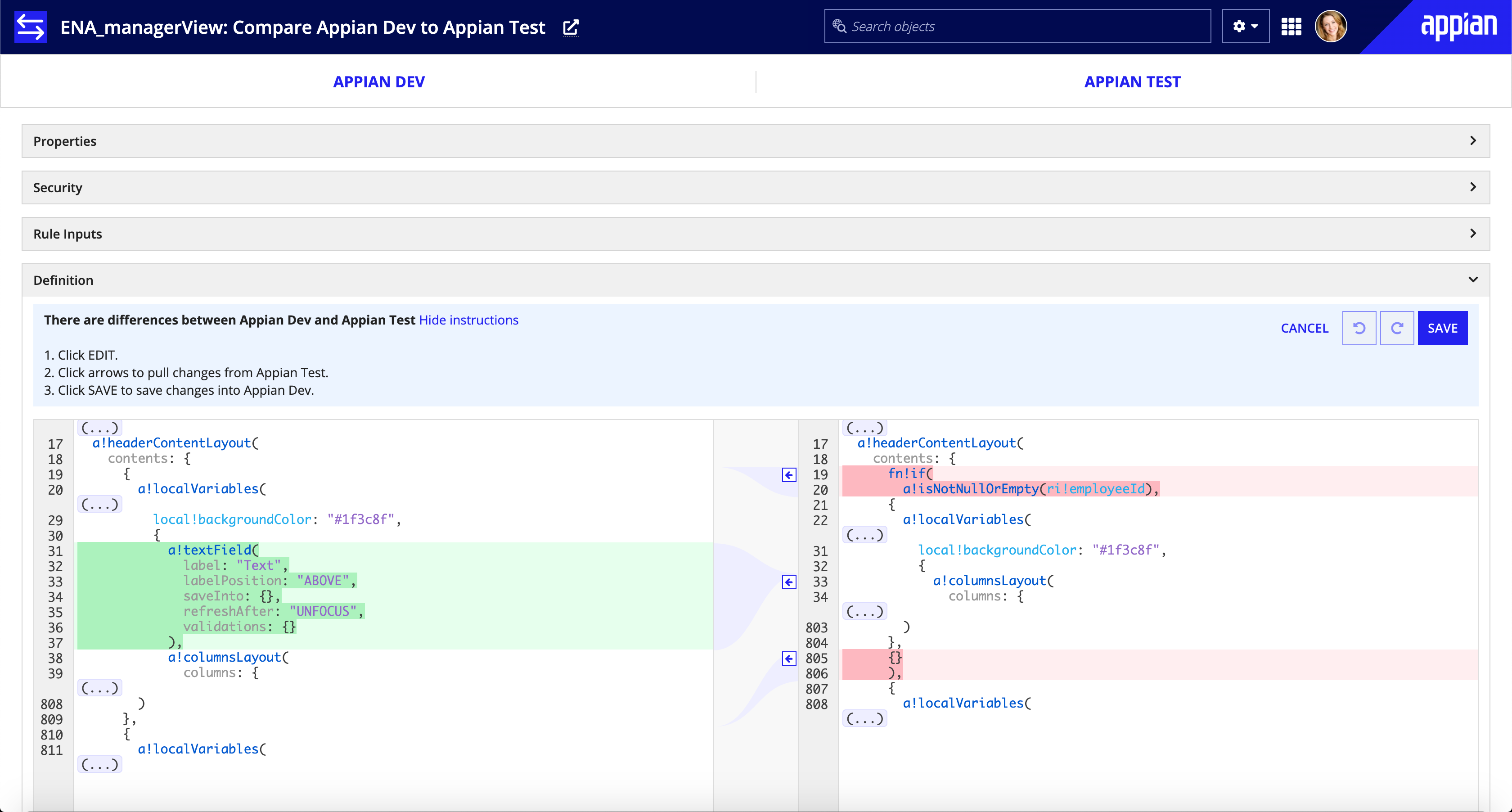 /object comparison merge expressions