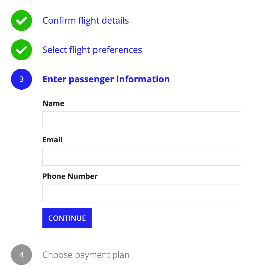 screenshot of the form steps pattern