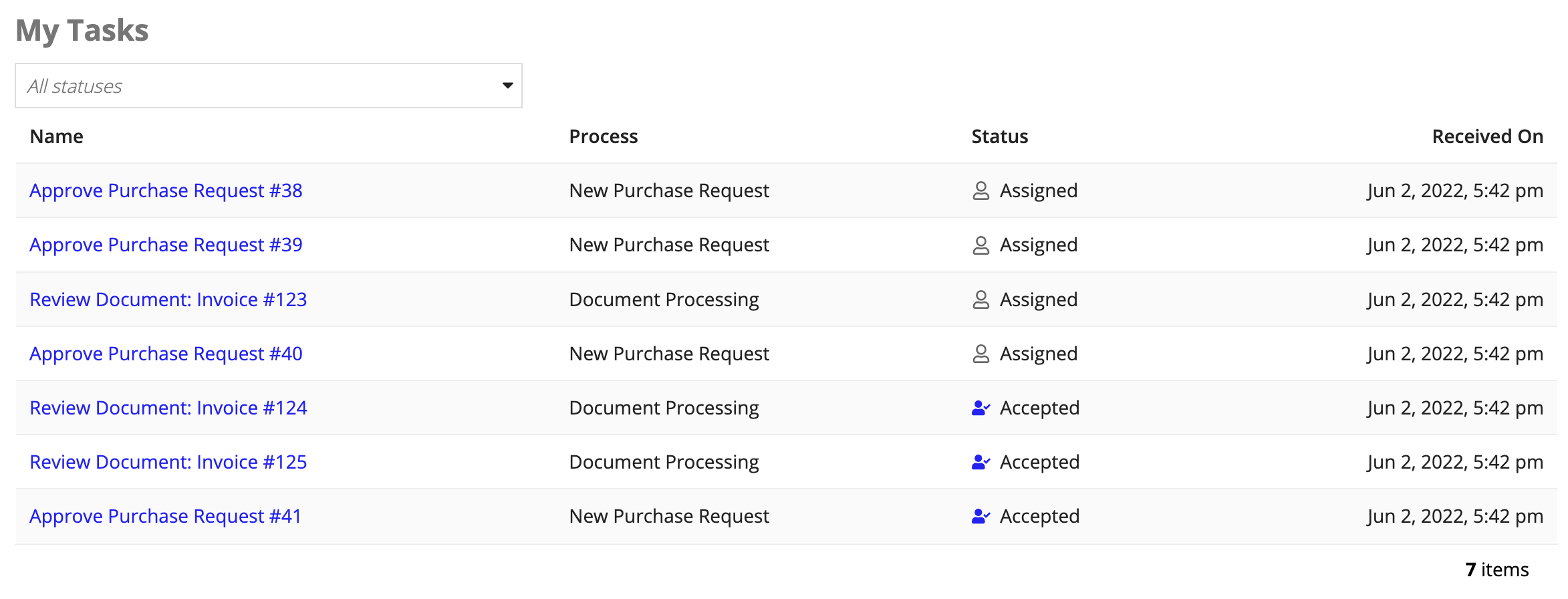 screenshot of the task report pattern