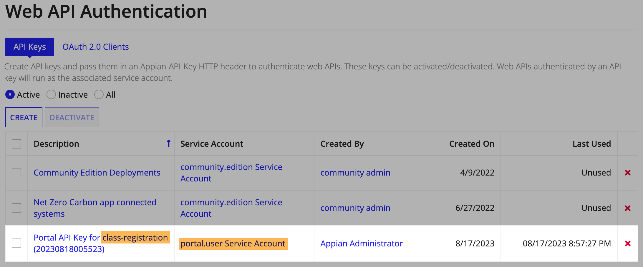 identifying a portal API key by the web address identifier