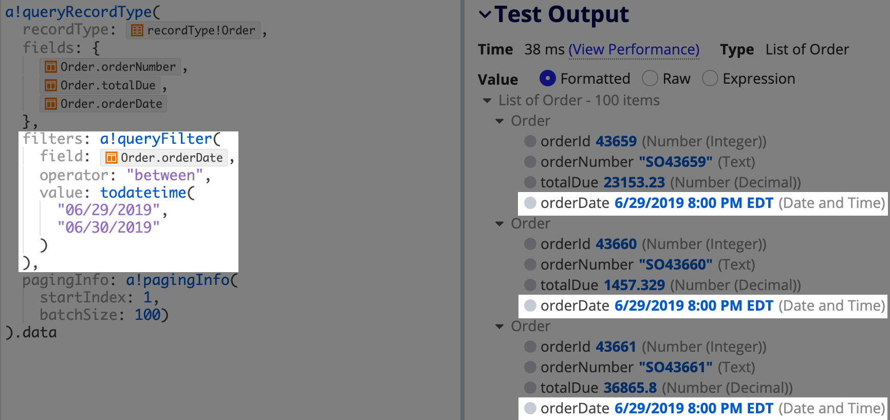 Filter by date range