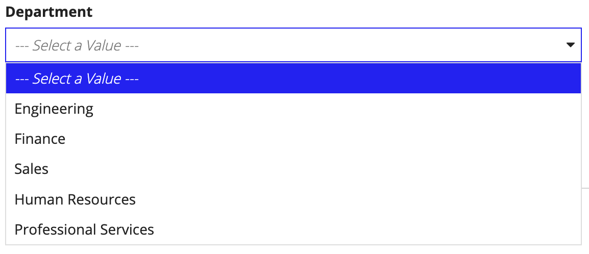 Dropdown component using constant values