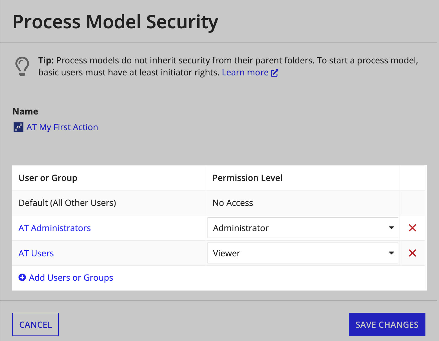 /security dialog general role map