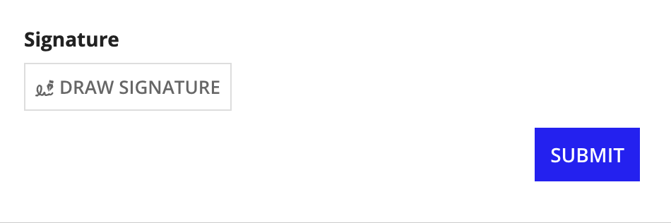 Signature component with a submit button