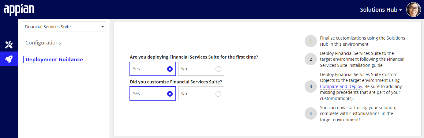 /sol hub suite deployment guidance tab