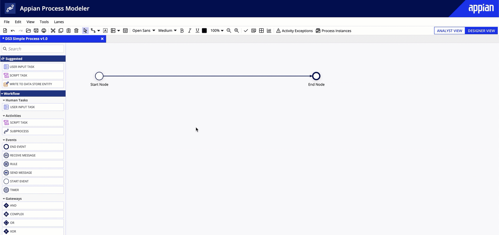 suggested node workflow in simple process model