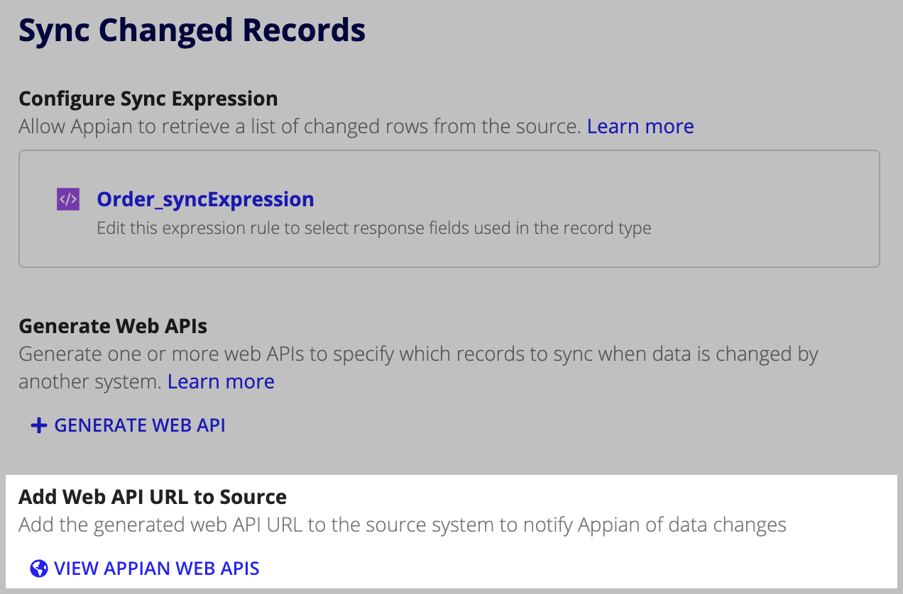 View Appian web APIs