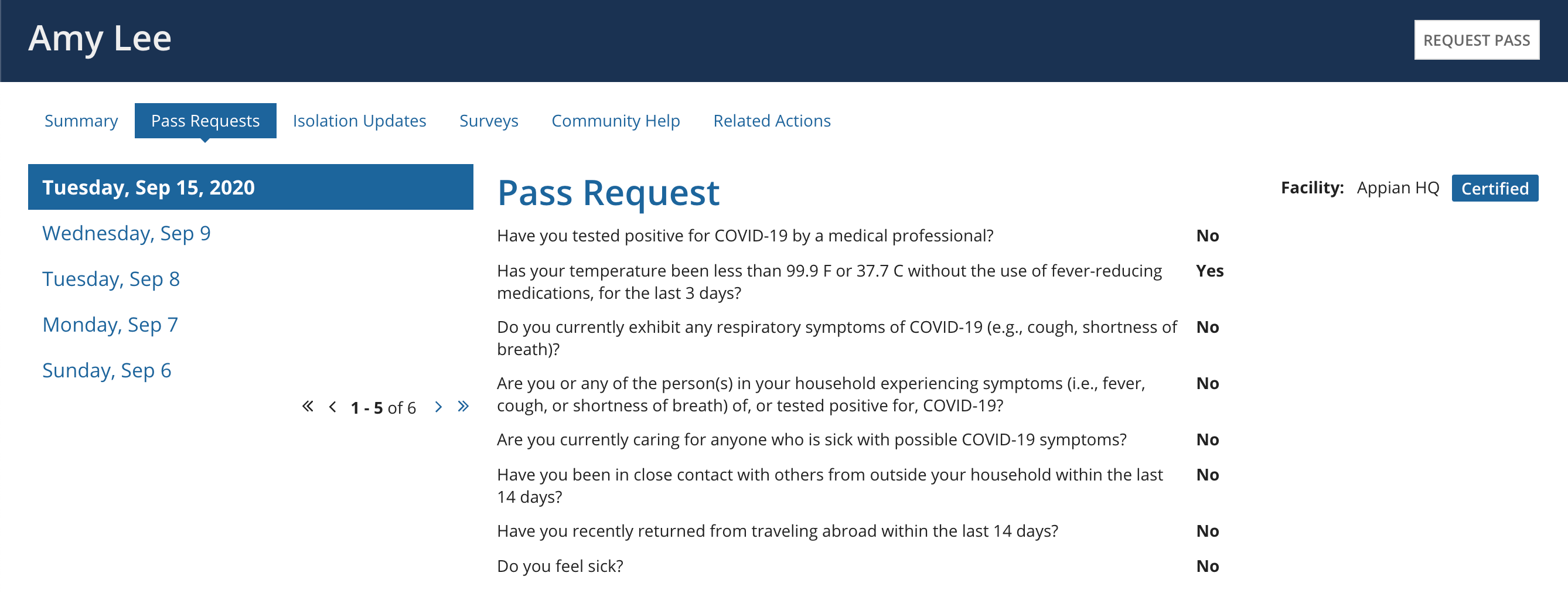 pass request summary