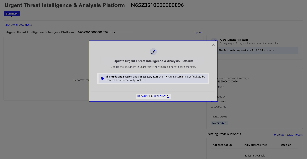 Appian RM document update via SharePoint integration.