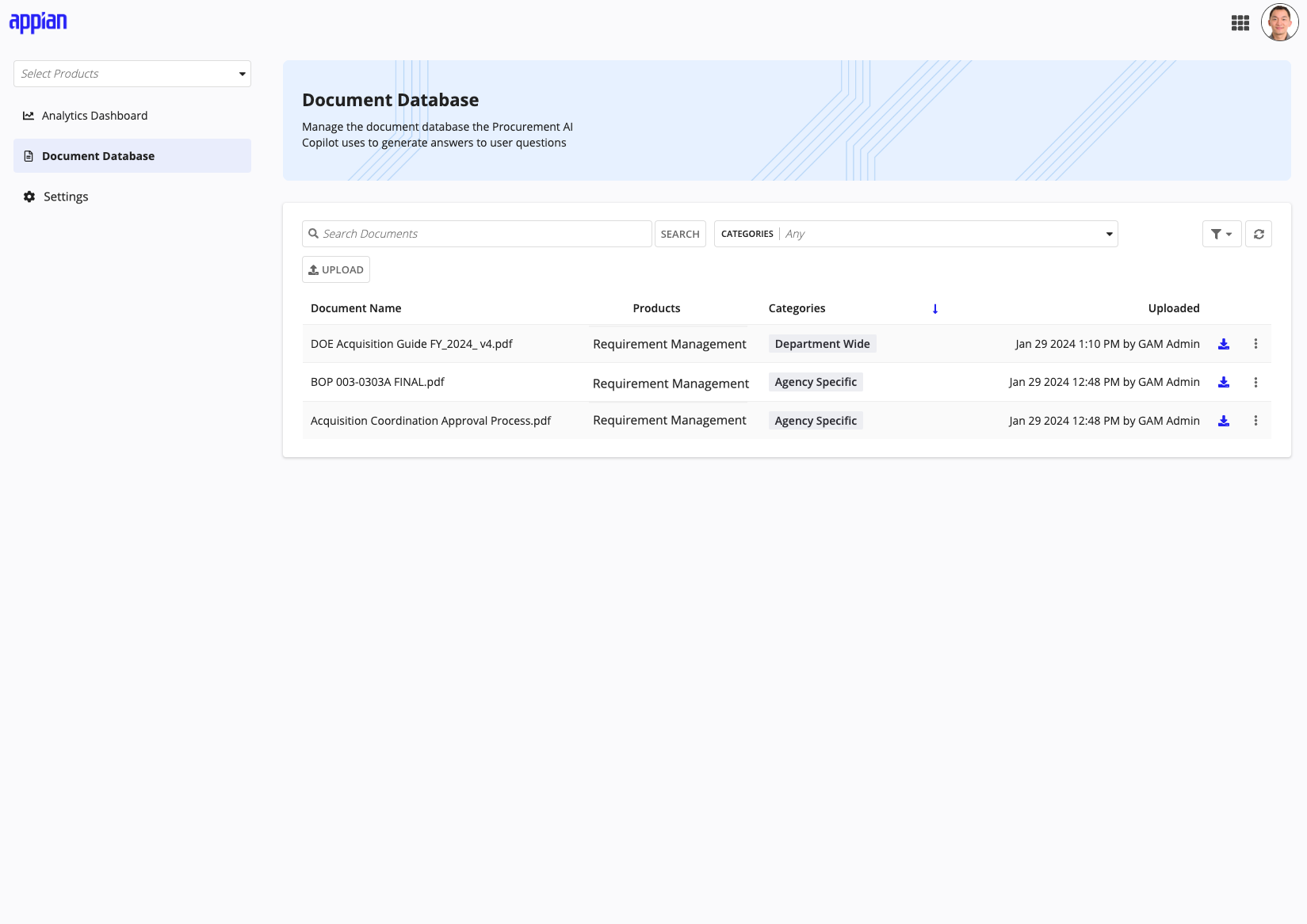 Procurement AI Copilot: Document Database for managing institutional knowledge.