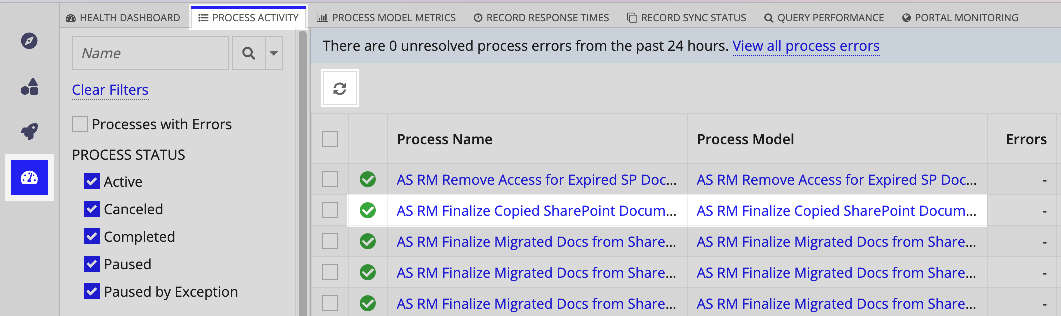 Appian Process Activity: AS RM Finalize Copied SharePoint Documents process.