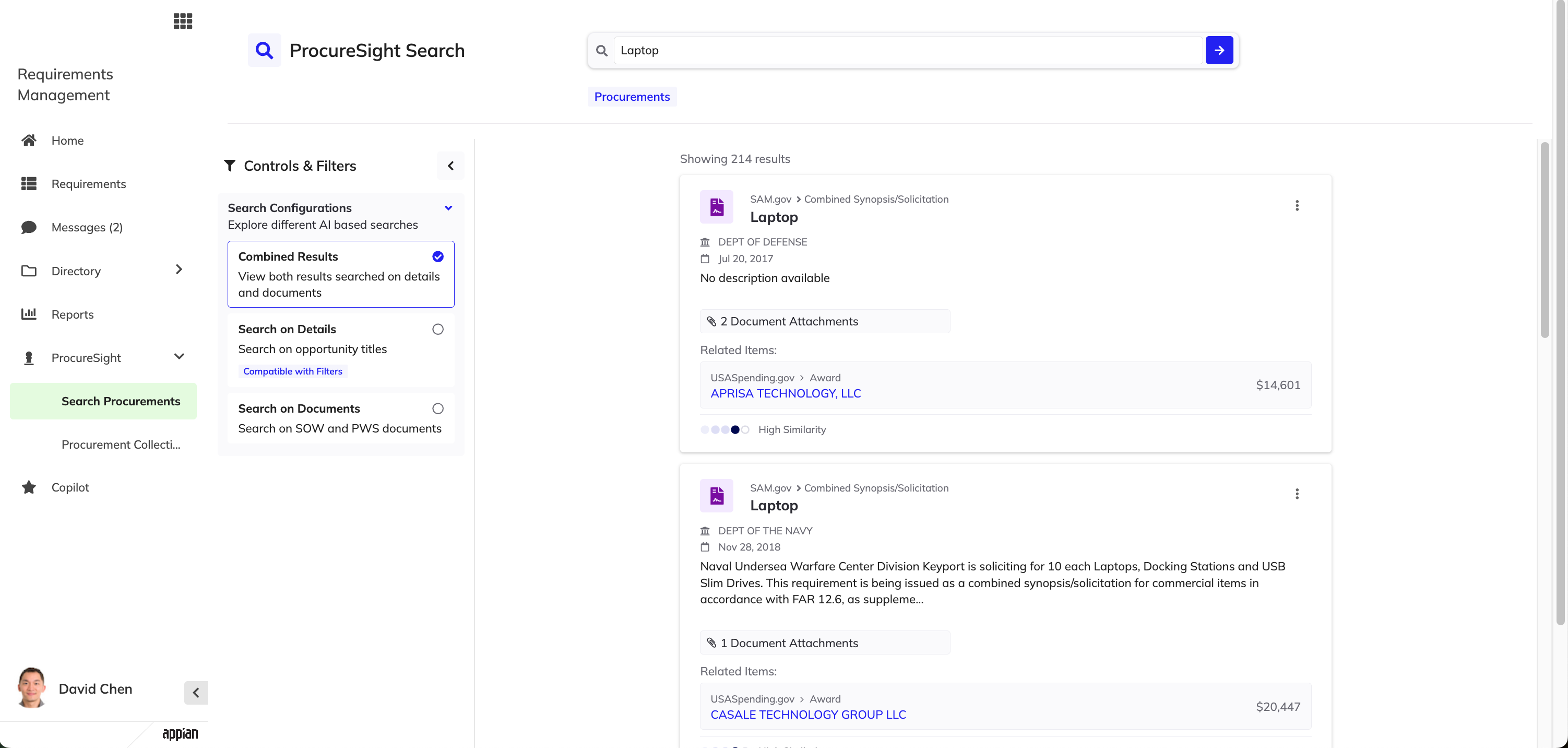 ProcureSight: Search for Procurement page for public data.