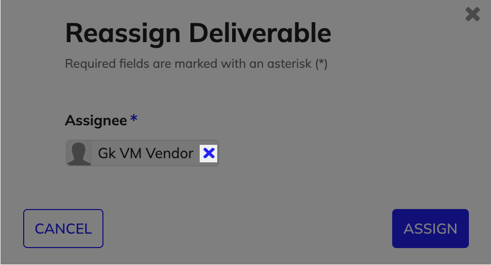 Select another user for the deliverable