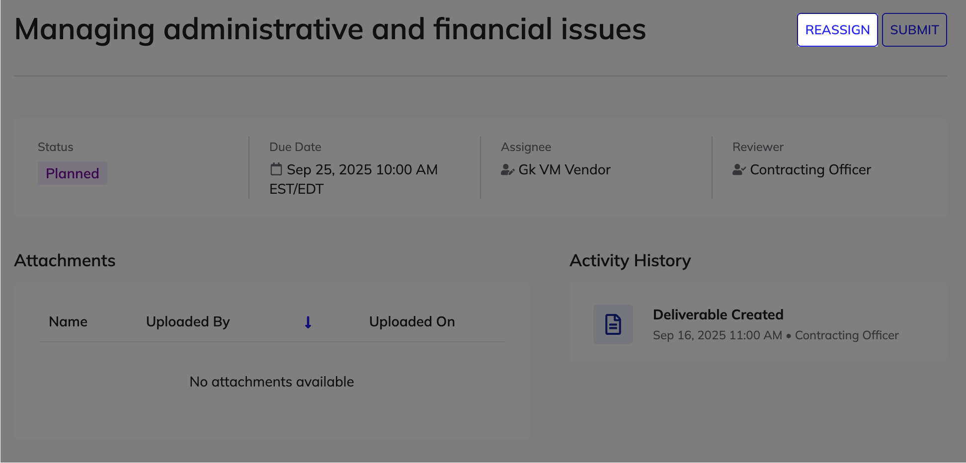 Reassign a deliverable to another user