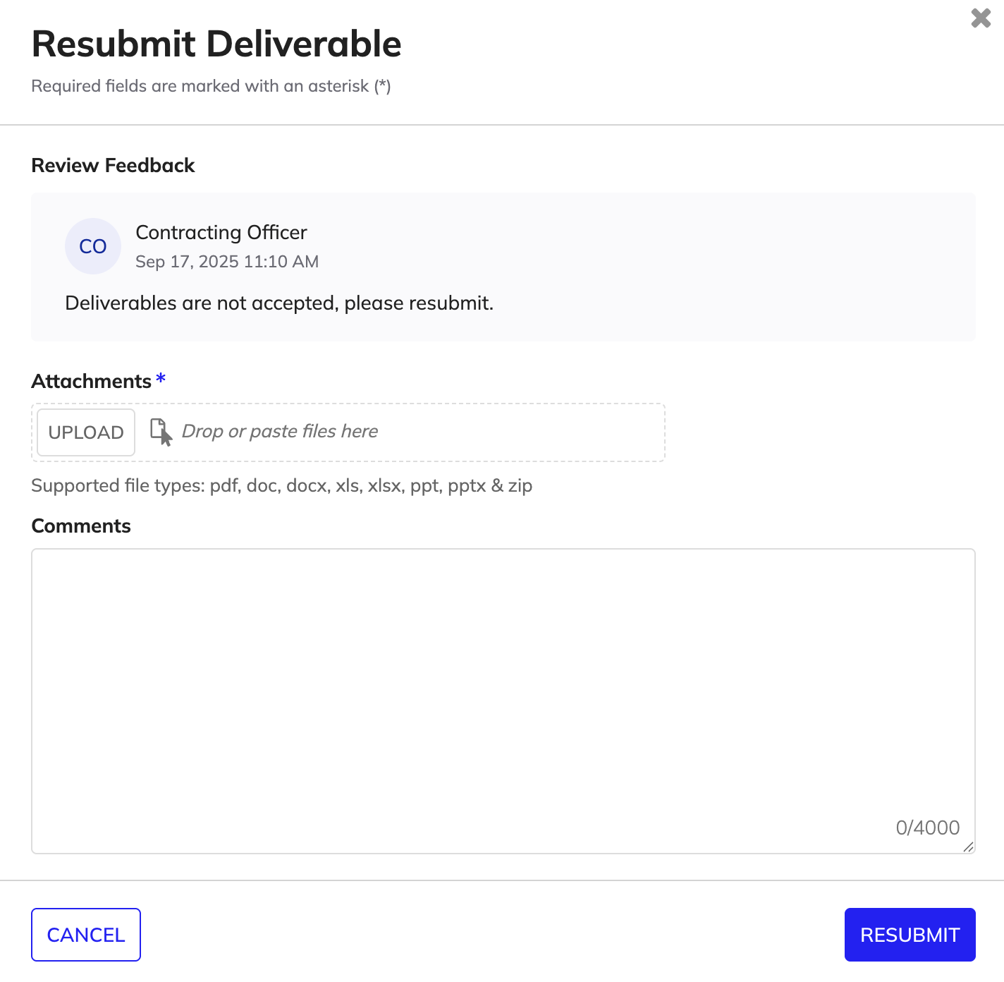 Resubmit the deliverable files