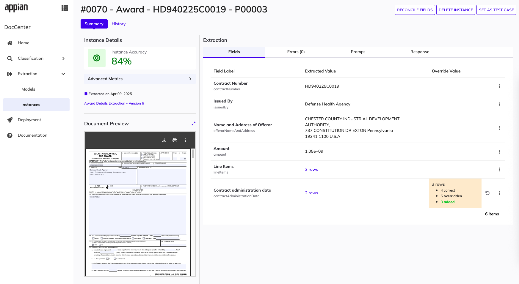 screenshot of instance accuracy