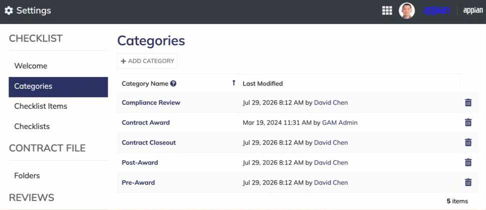 Add Category button on the Categories page.