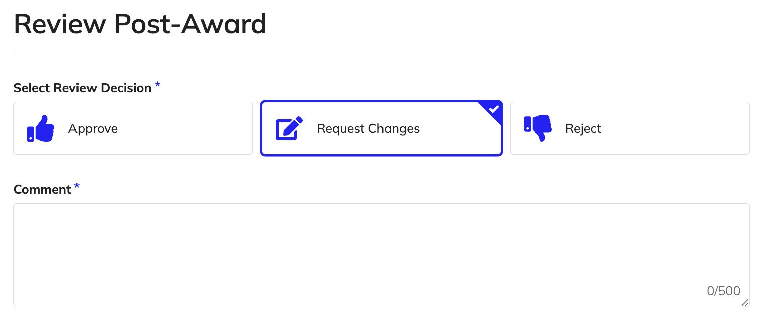 Review item requiring approval, rejection, or change request.