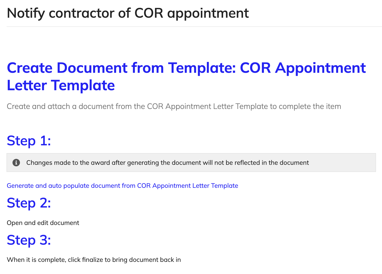 Create Document item requiring document from template.