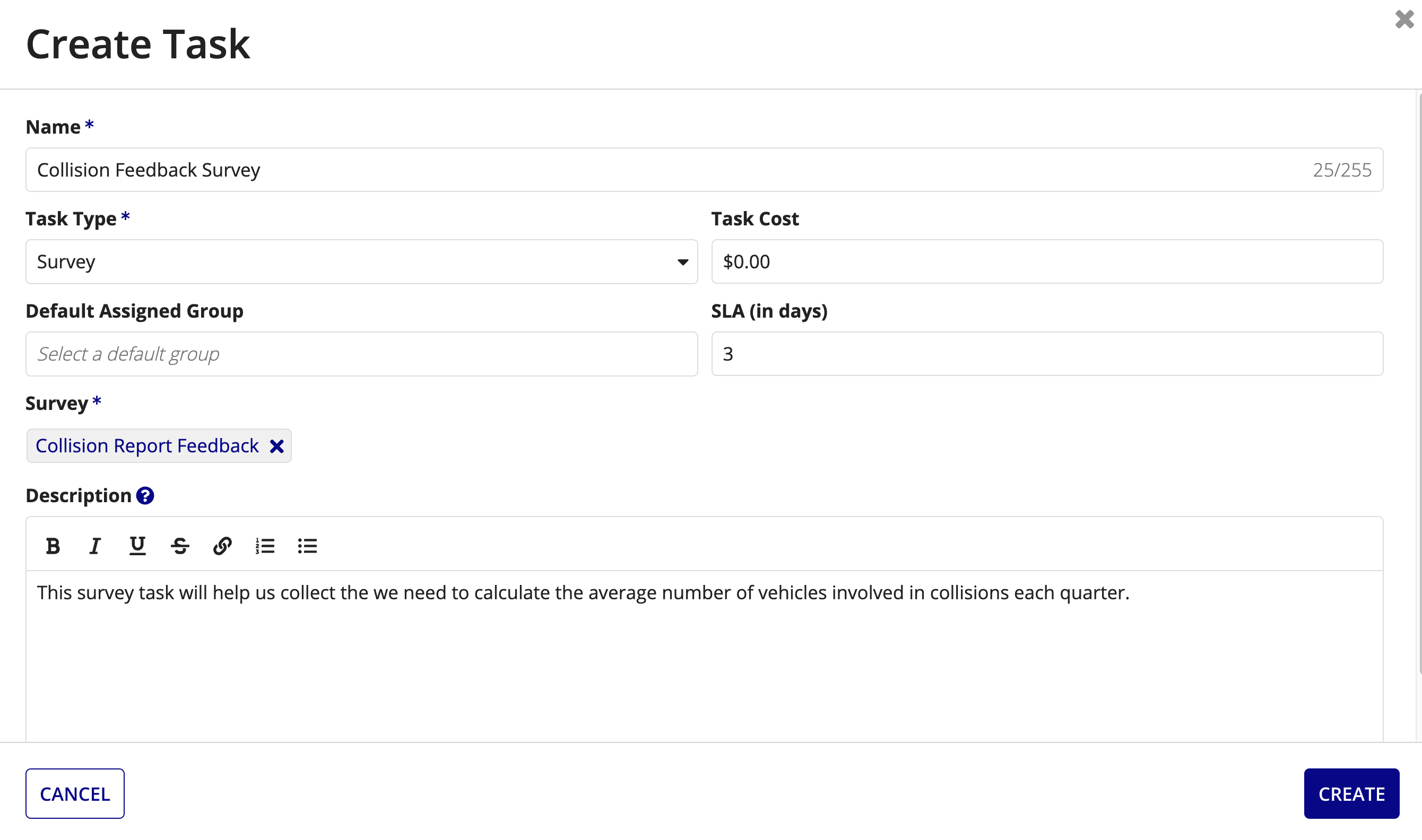 Example Survey Task