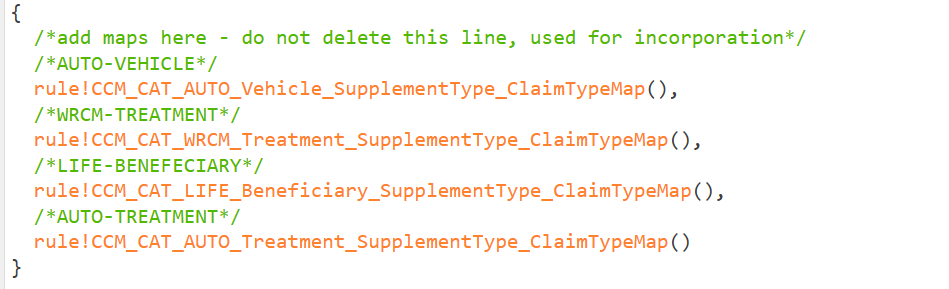 Adding supplement type to claim type map expression rule