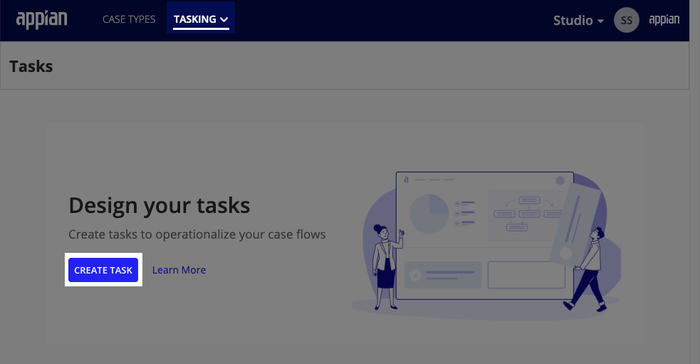 Create Task dialog in the Tasks page