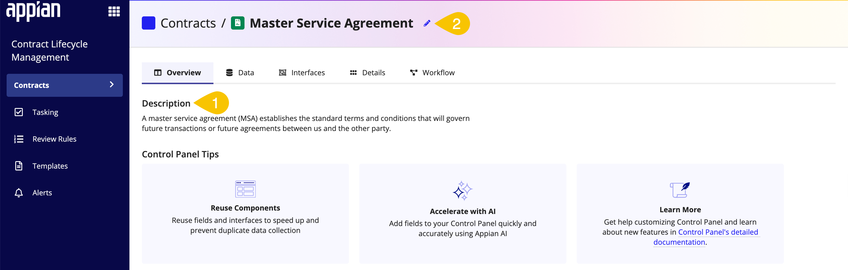 Appian Contract Lifecycle Management: Master Service Agreement overview.