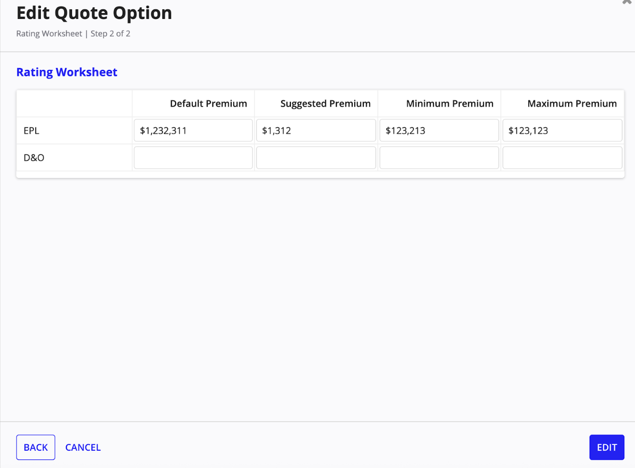 Generate quote module overview edit quote options