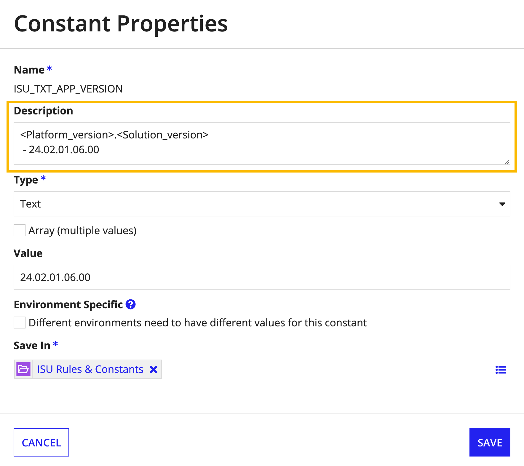 ISU_TXT_APP_VERSION constant showing the CU PC Base application version