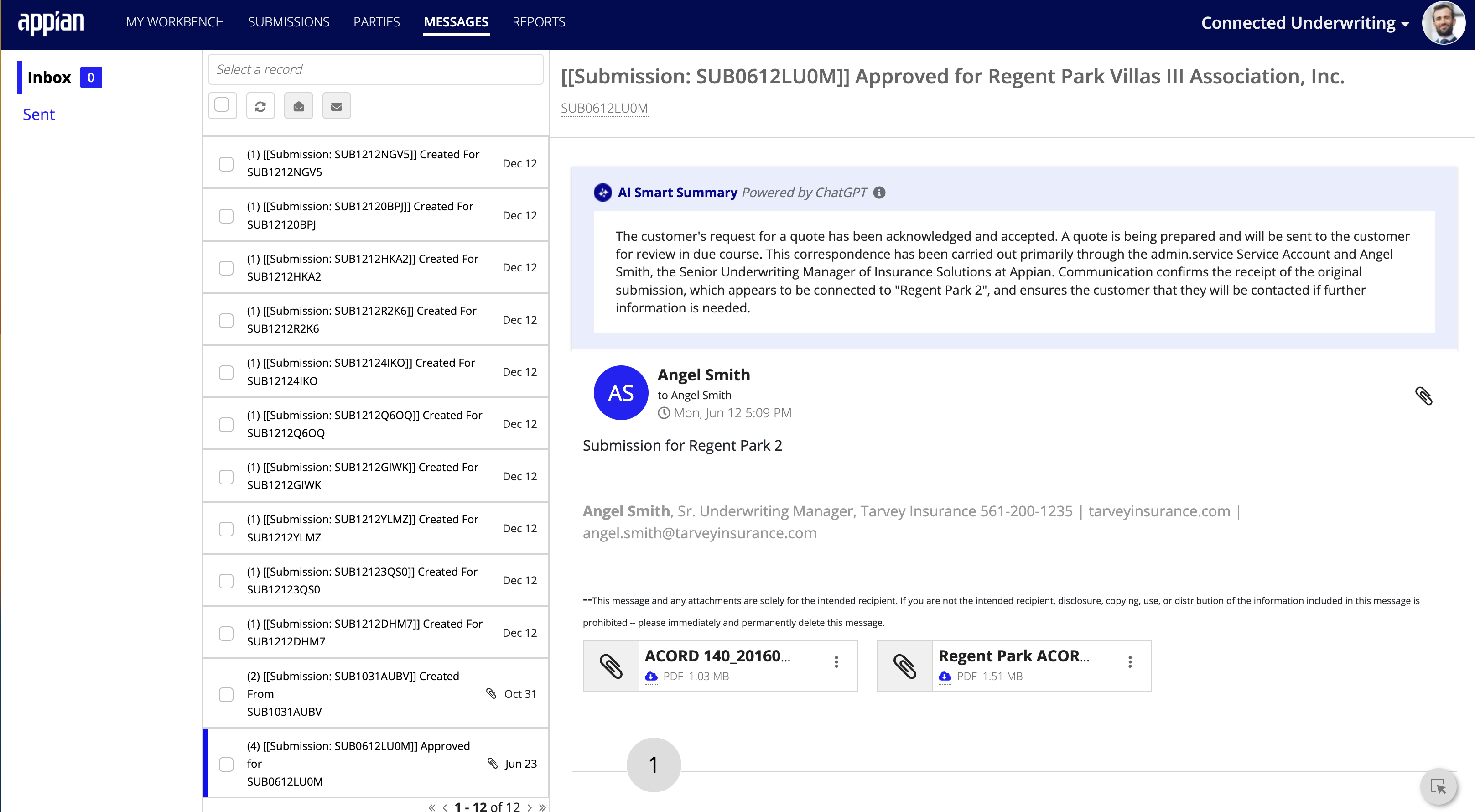 A message thread with the AI Smart Summary box showing the Summarize button