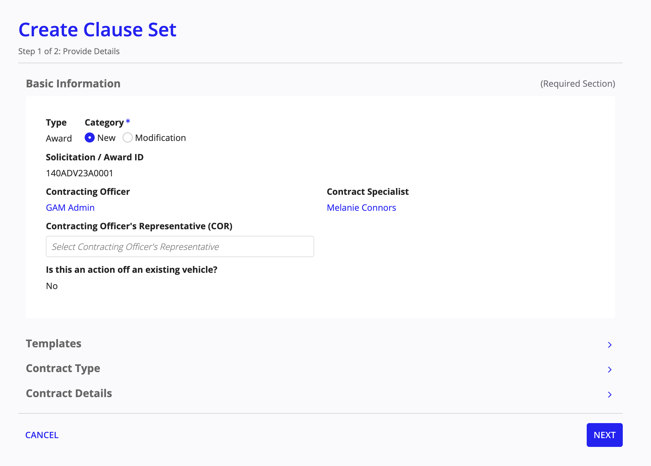 Create a new clause set in Contract Writing