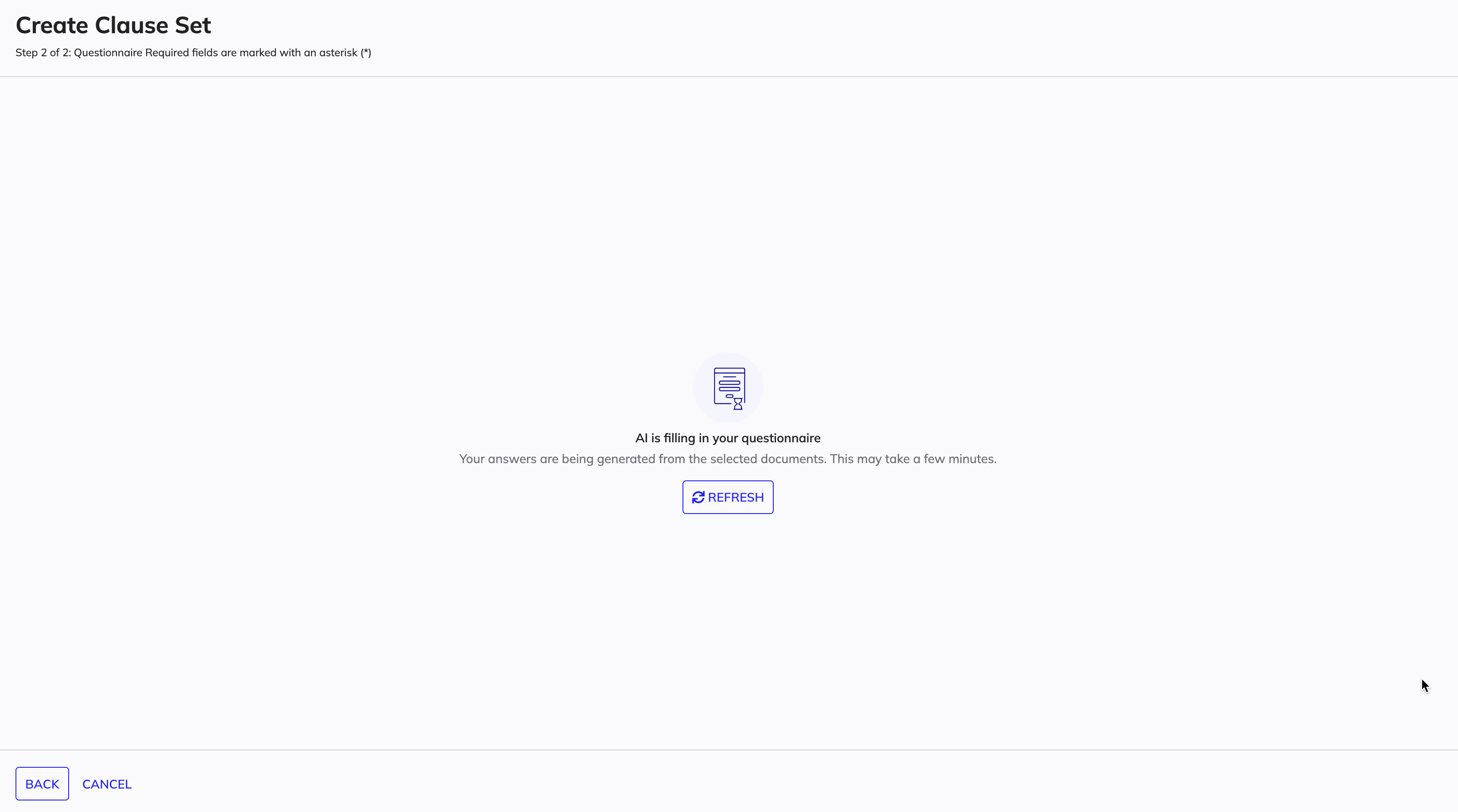 Questionnaire processing status