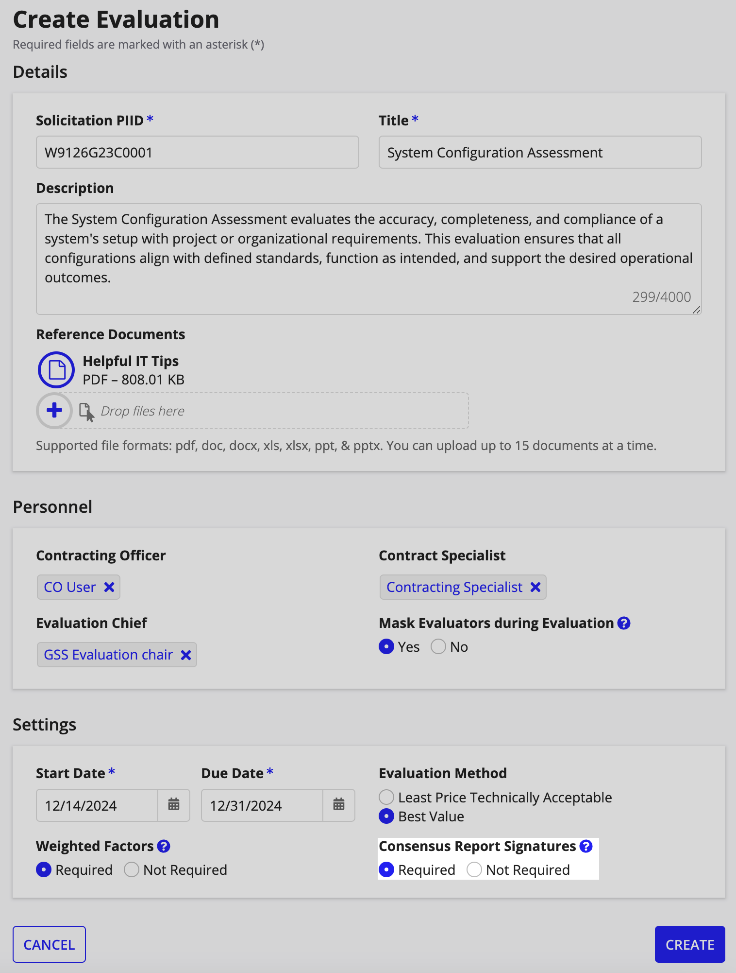 Request e-signatures from all evaluators involved in a consensus.