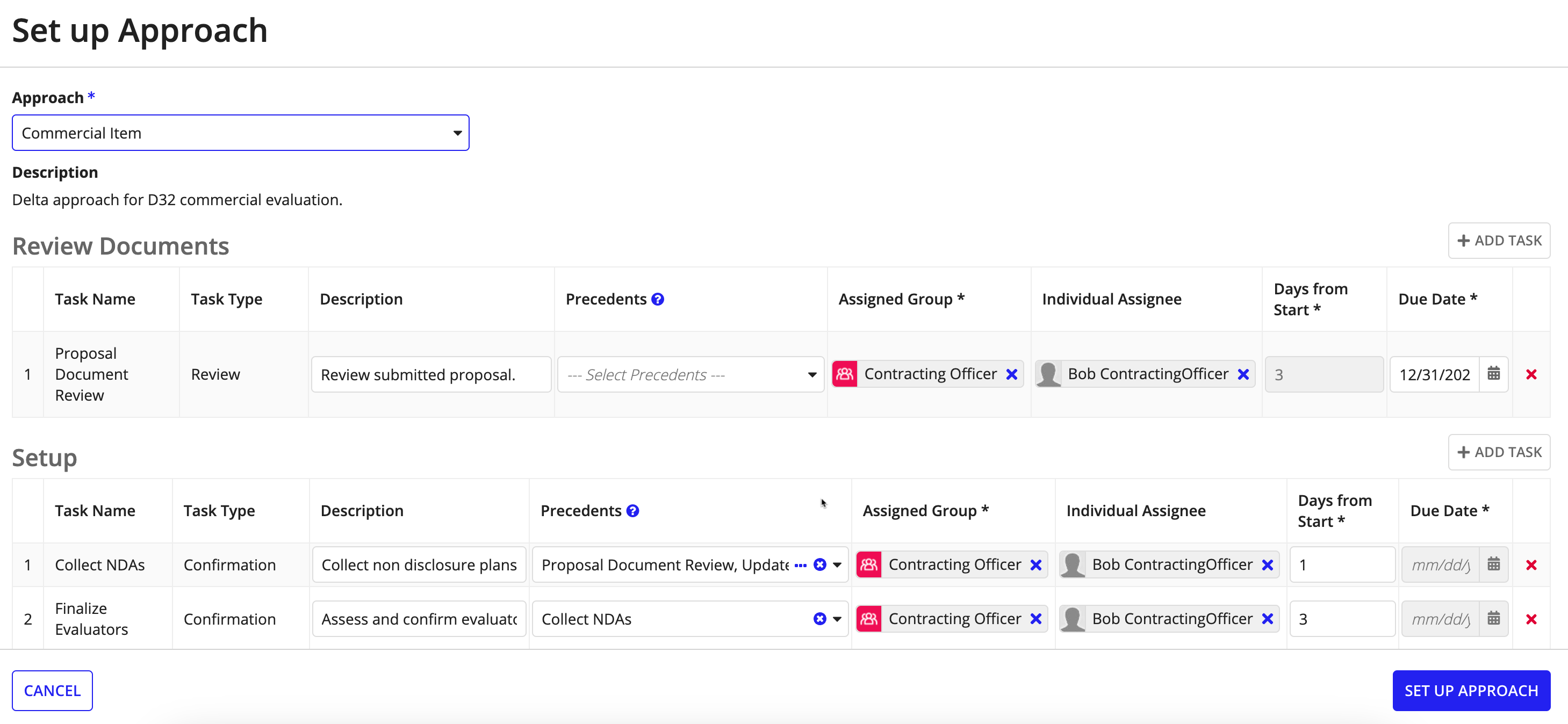 Create, configure, and complete evaluation tasks for each evaluation.