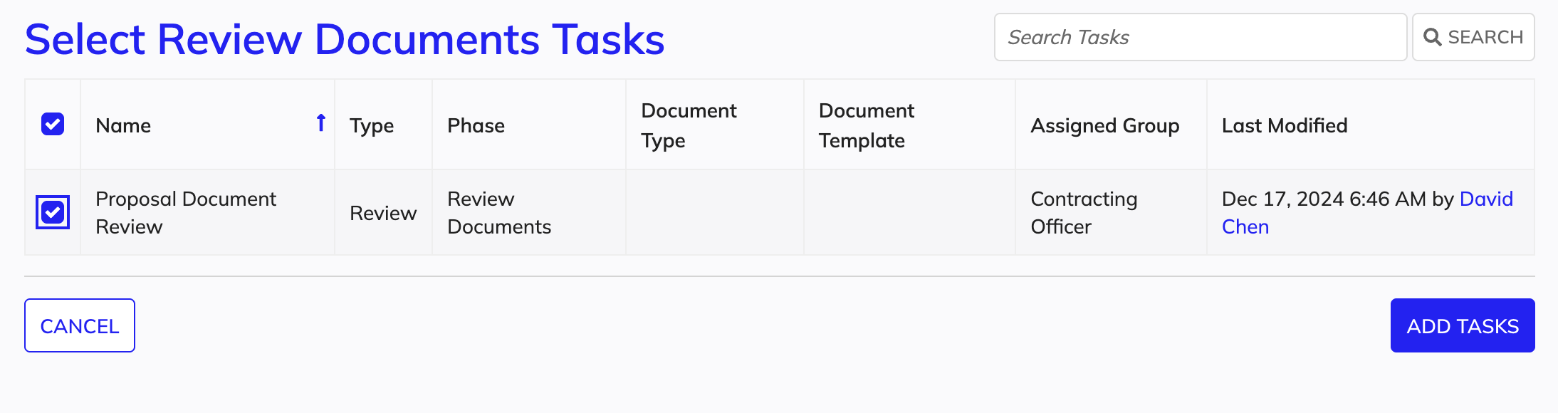 Select the tasks and navigate to configure them.