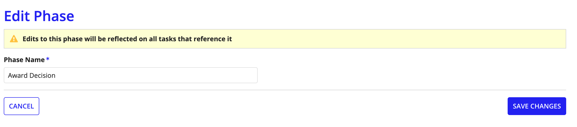 Edit an existing phase name.