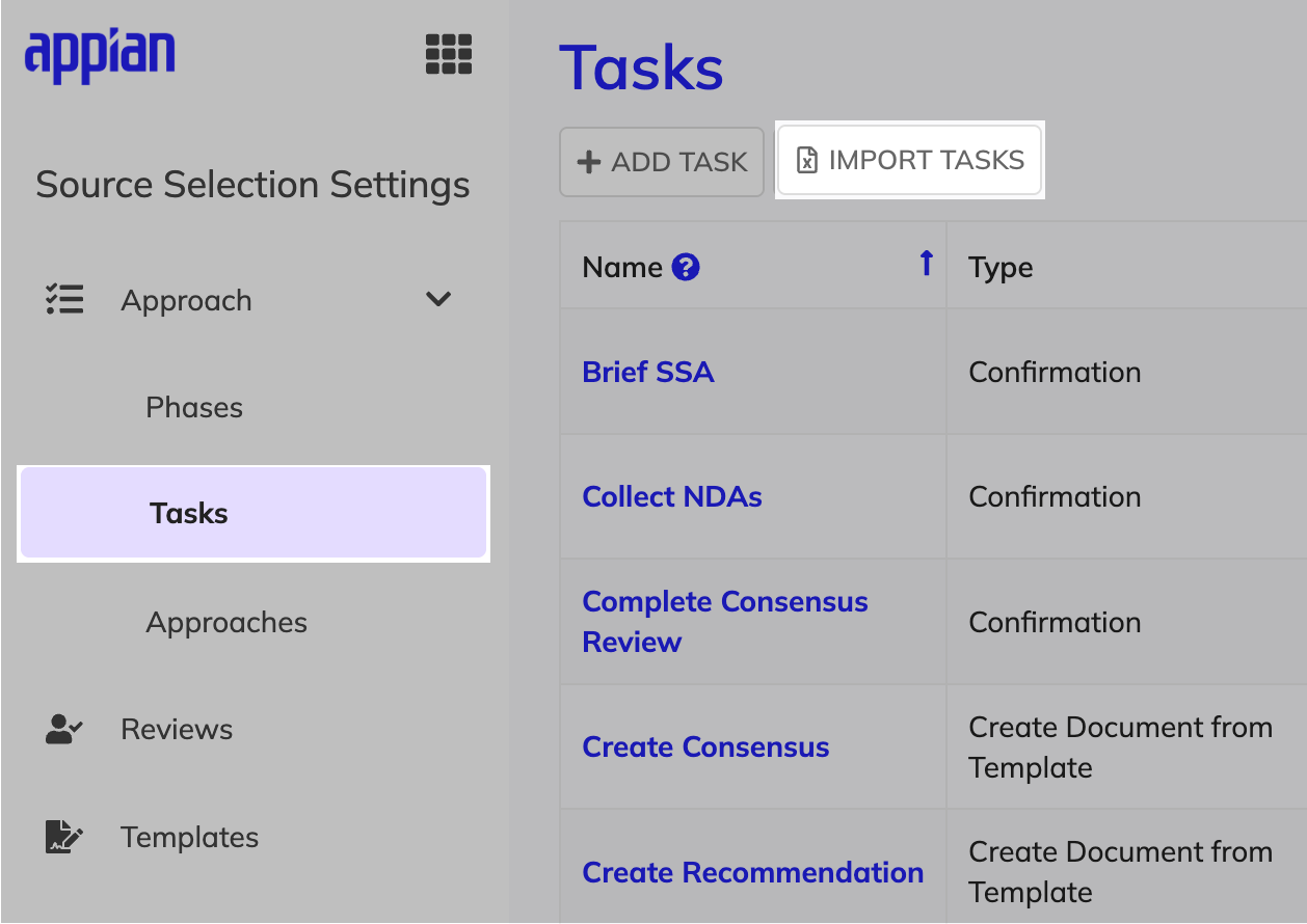 Navigate to import multiple tasks.