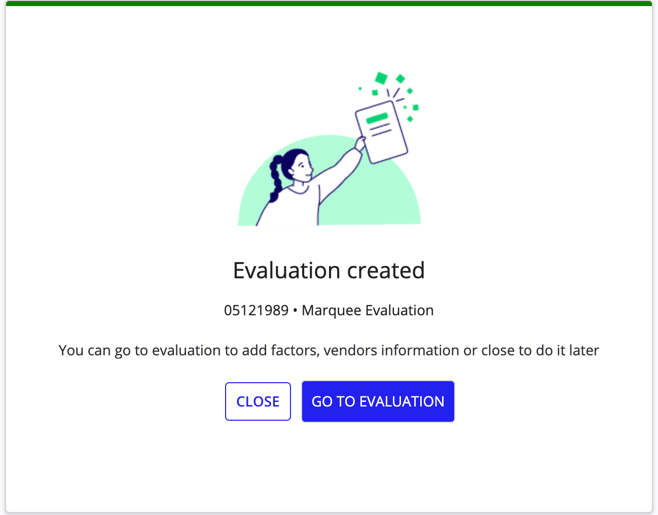Go to the created evaluation summary