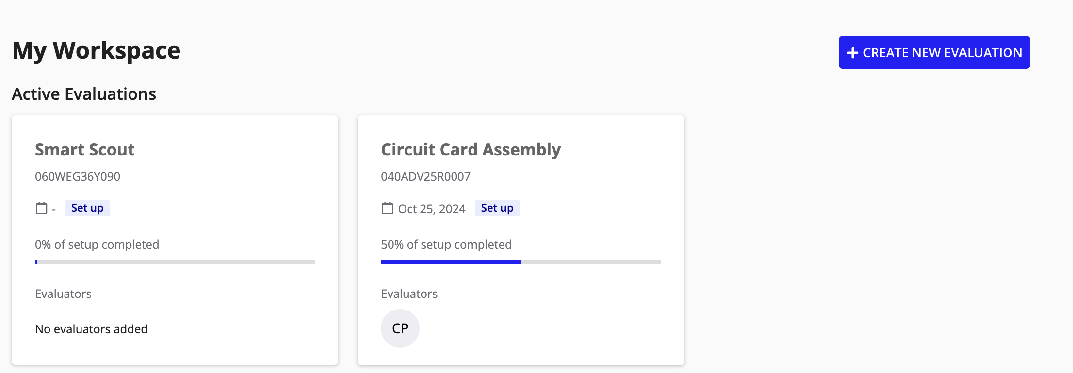 Details on an evaluation card