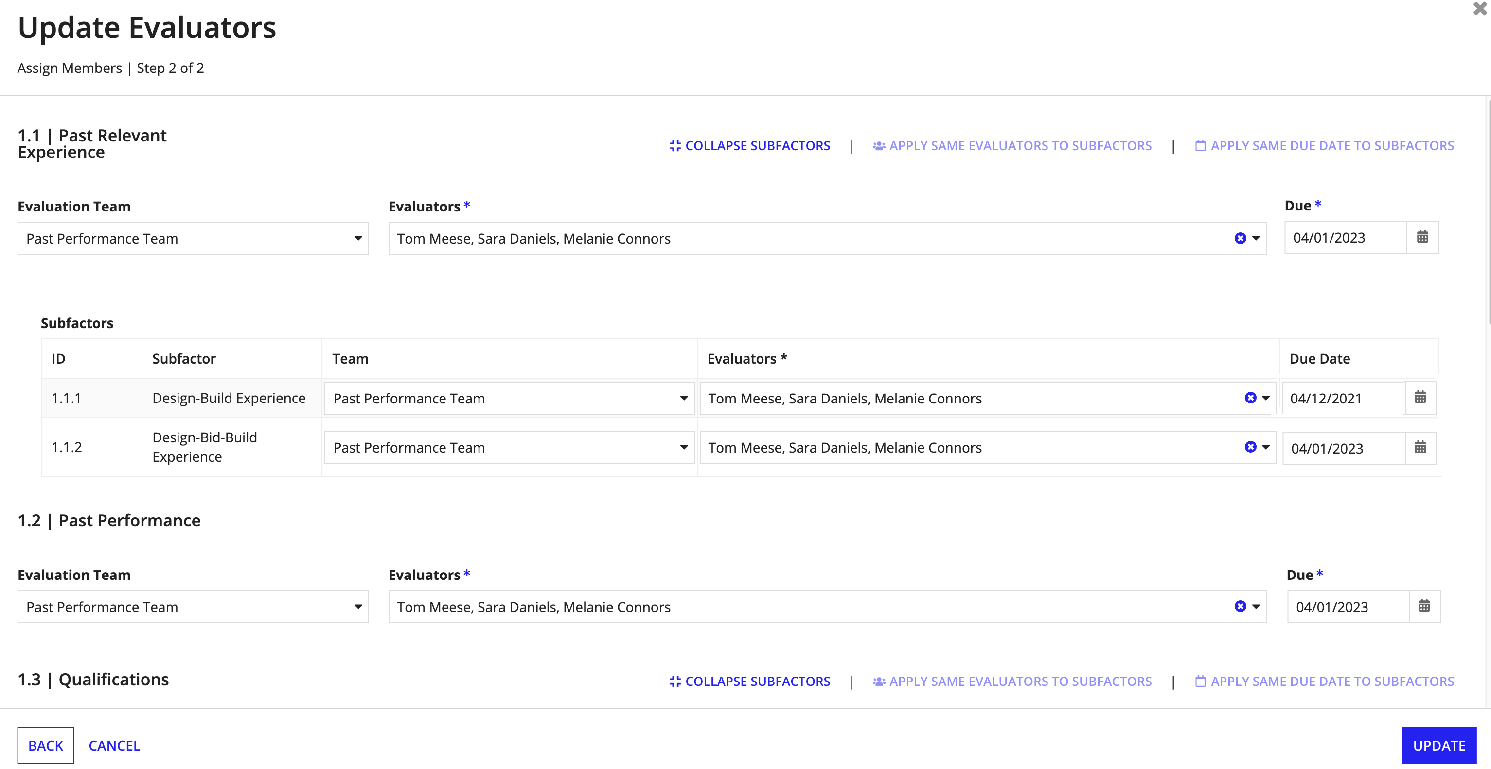 Update evaluator fields.