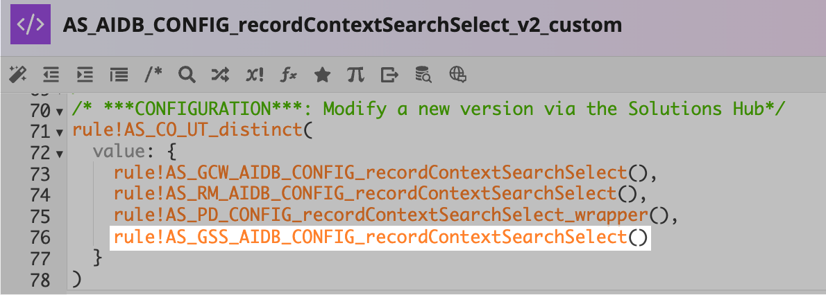 AIDB Solutions Hub toggle to call the record context rule.