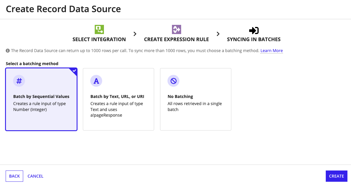 create expression rule step of creating a record data source