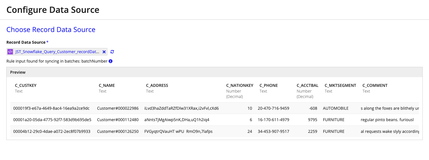 confirming record data source configuration