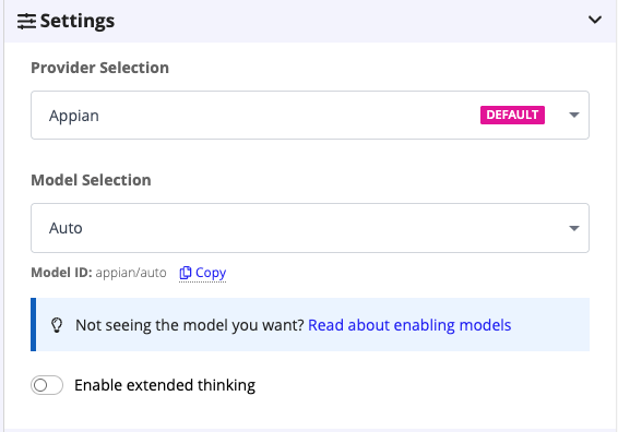 Model Selection dropdown showing the Auto option