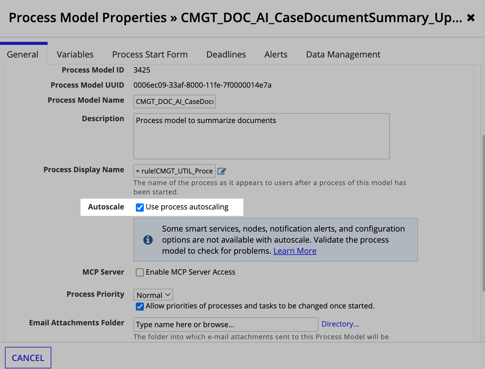 CMS Enable Autoscale for Case Document Summary Update
